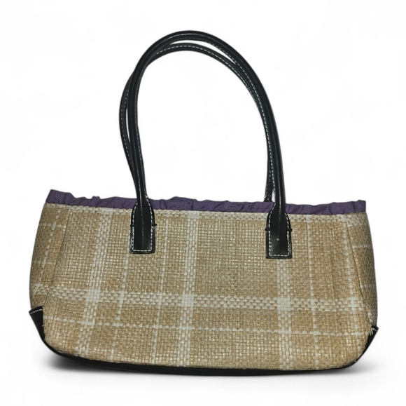 Victoria's Secret Handbags - VICTORIA'S SECRET Top Handle Purple Ruffle Straw Purse